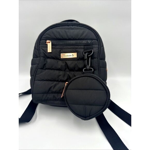 Reebok Mini Backpack Black with Rose Gold Accents New w/ Coin Purse - Picture 1 of 6